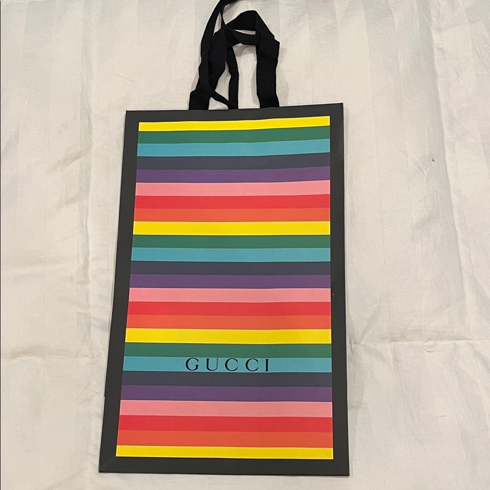 Gucci Colorful Striped Tote with Black Trim